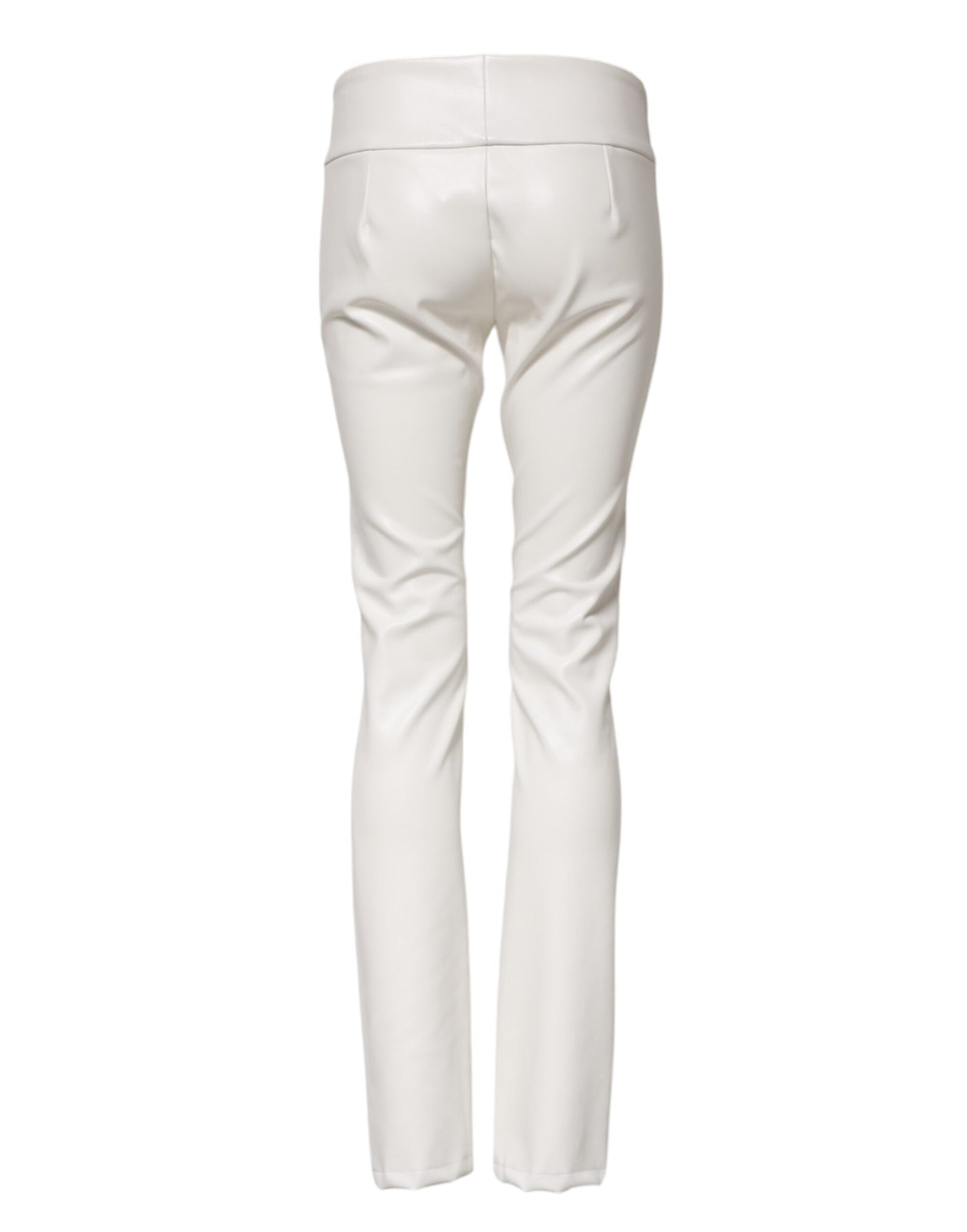 Dolce & Gabbana Weiße Polyurethan-Hose mit hoher Taille und konisch zulaufender Hose