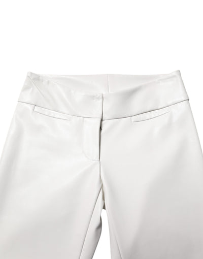 Dolce & Gabbana Weiße Polyurethan-Hose mit hoher Taille und konisch zulaufender Hose