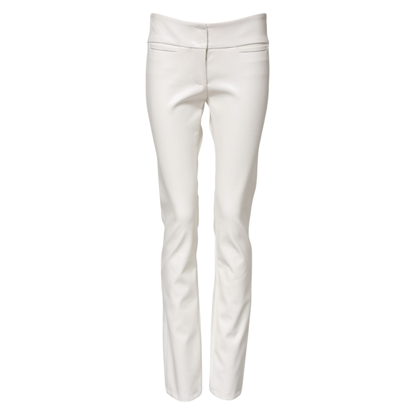 Dolce & Gabbana Weiße Polyurethan-Hose mit hoher Taille und konisch zulaufender Hose