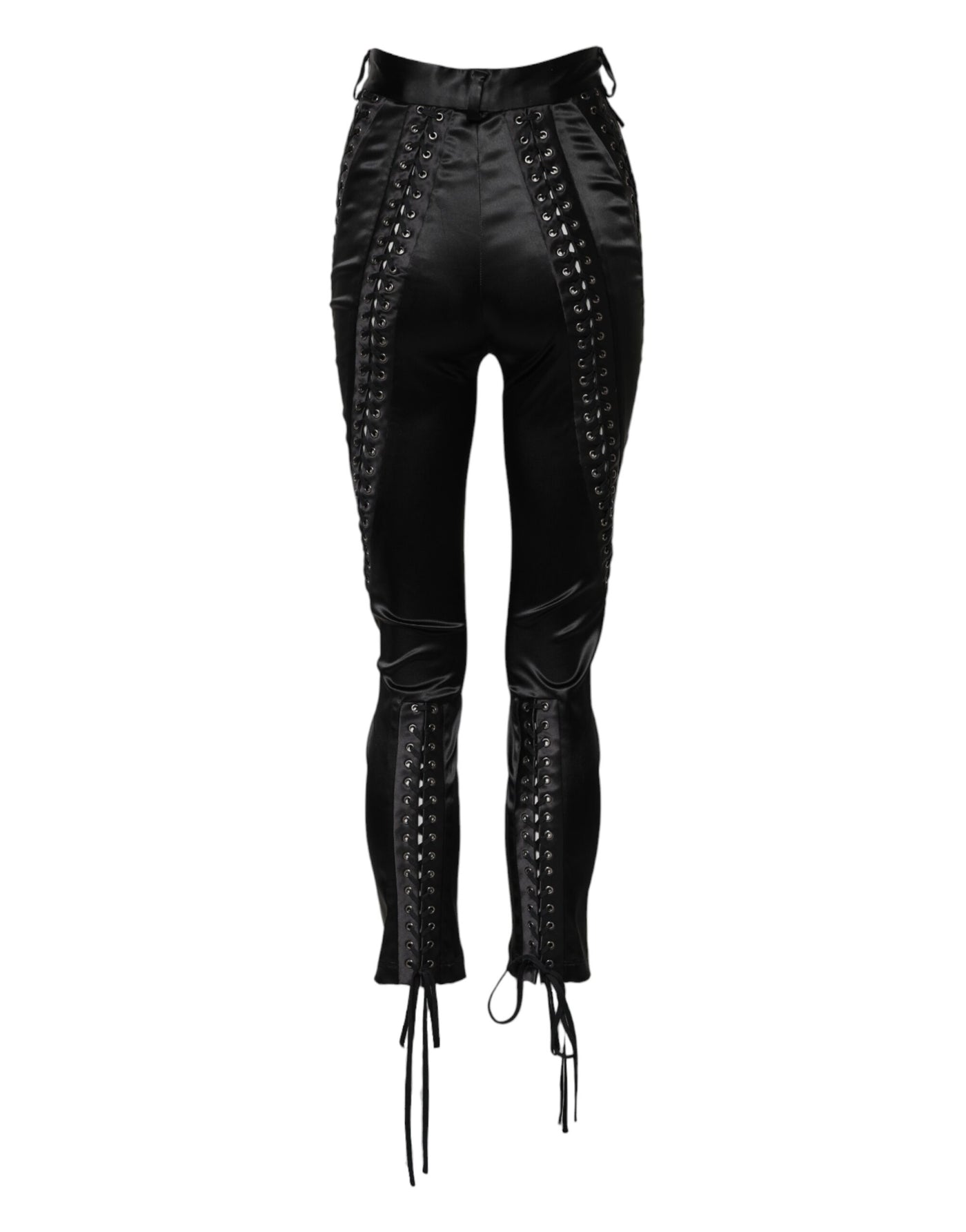 Dolce & Gabbana Schwarze Skinny-Hose mit hoher Taille und Spitzendetails