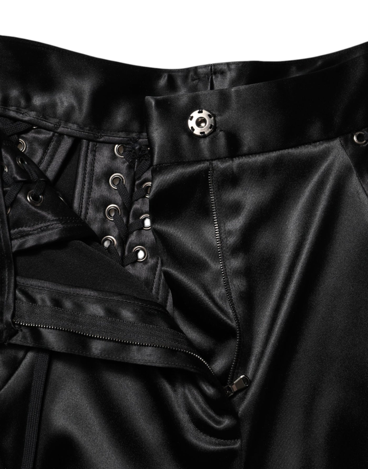 Dolce & Gabbana Schwarze Skinny-Hose mit hoher Taille und Spitzendetails