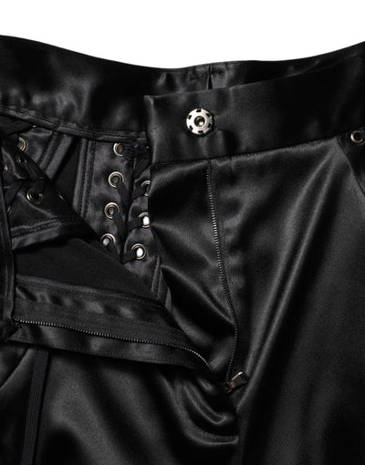 Dolce & Gabbana Schwarze Skinny-Hose mit hoher Taille und Spitzendetails