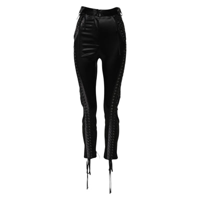Dolce & Gabbana Schwarze Skinny-Hose mit hoher Taille und Spitzendetails