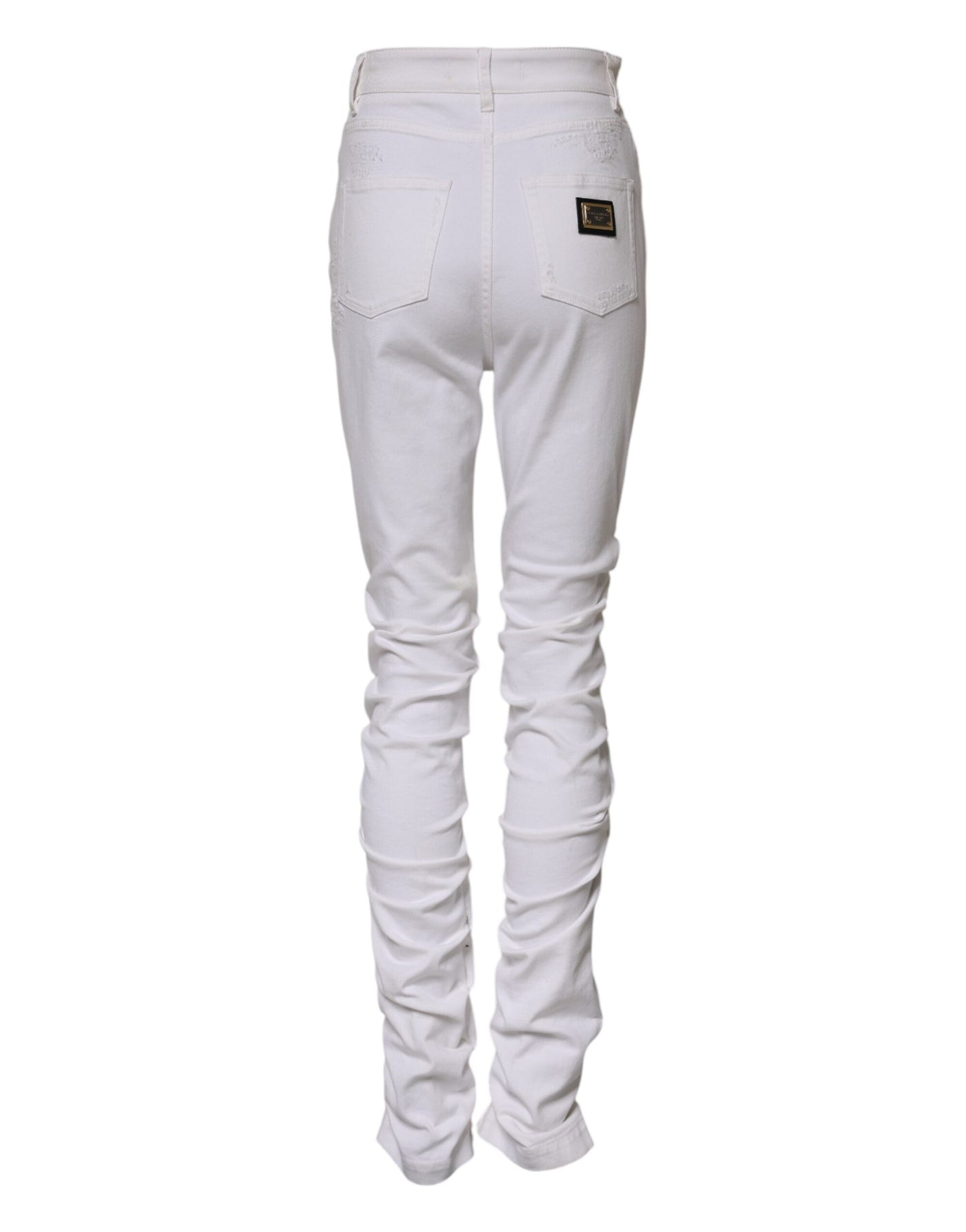 Dolce & Gabbana Weiße Denim-Jeans mit hoher Taille aus zerrissener Baumwolle