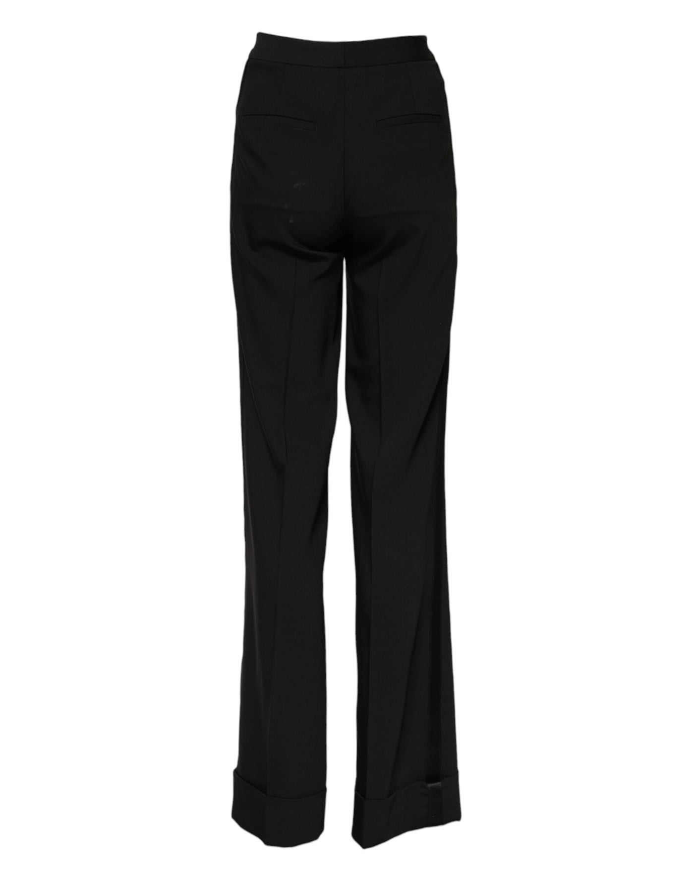 Dolce & Gabbana Schwarze Schlaghose mit hoher Taille aus Wolle