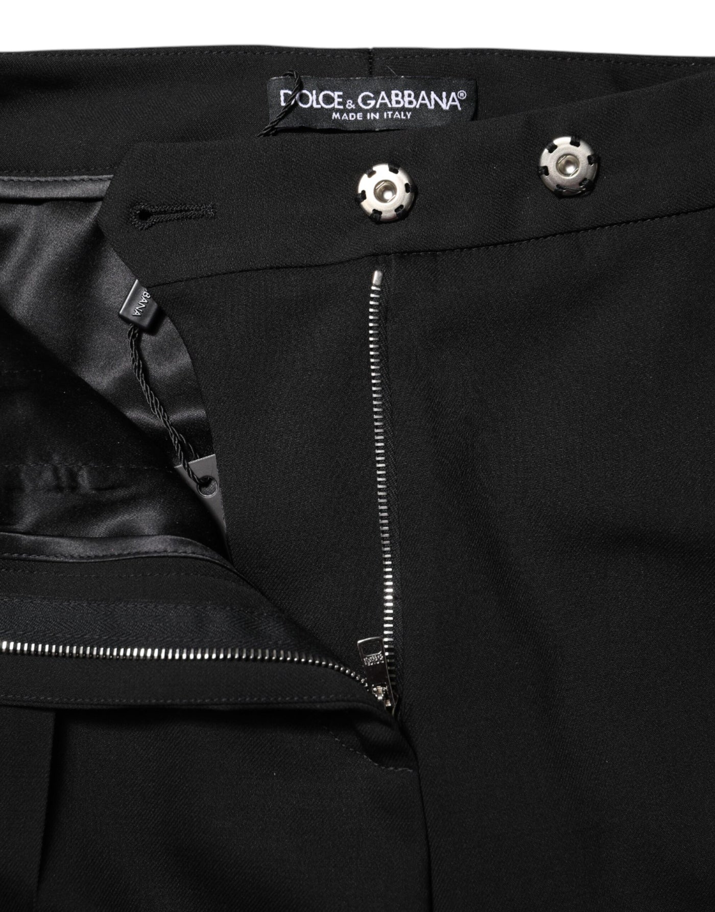 Dolce & Gabbana Schwarze Schlaghose mit hoher Taille aus Wolle