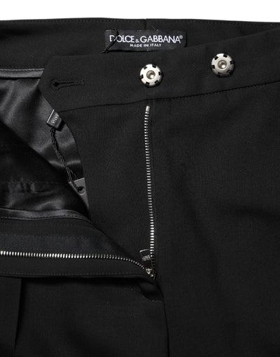 Dolce & Gabbana Schwarze Schlaghose mit hoher Taille aus Wolle