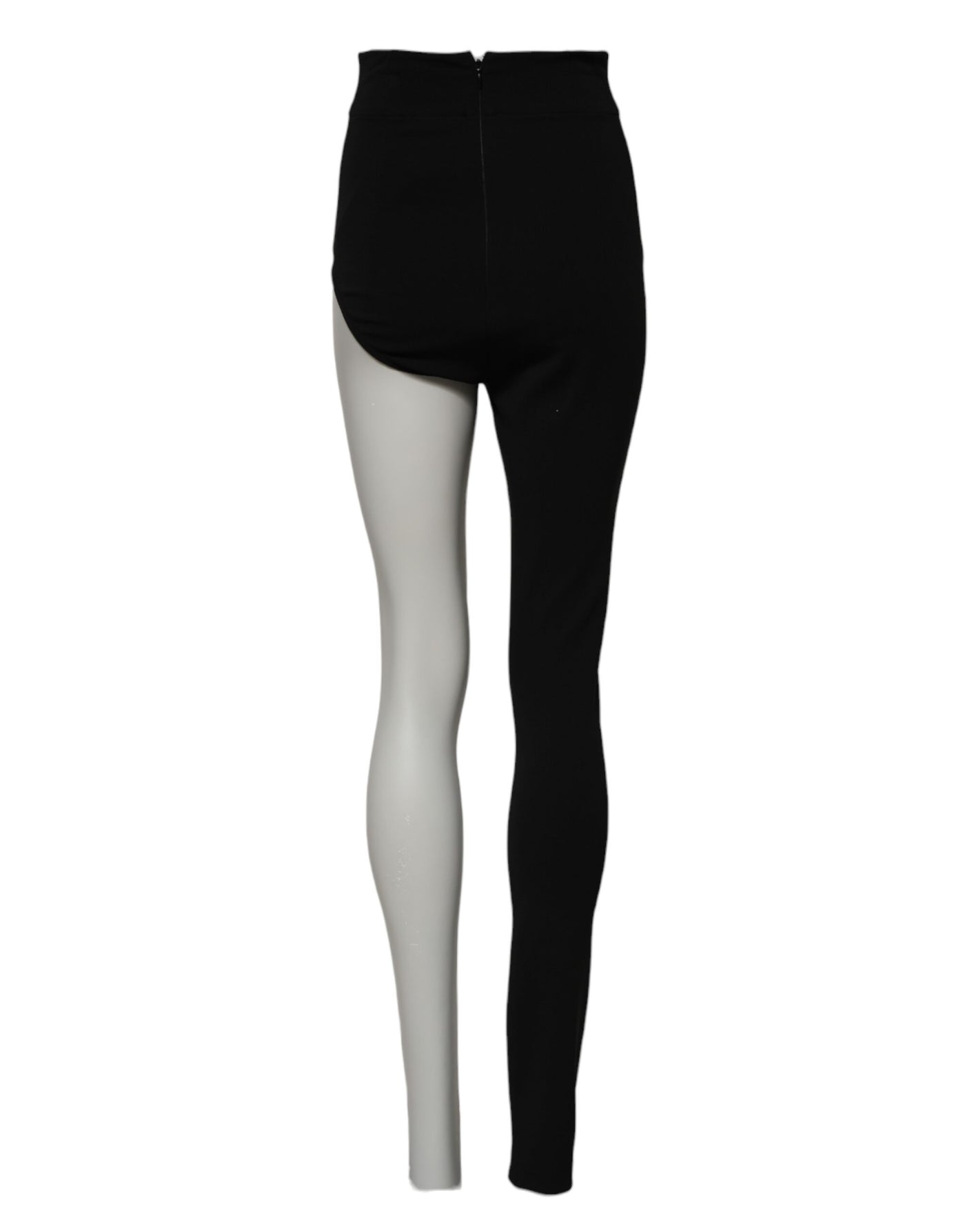 Dolce & Gabbana Schwarze einbeinige Hose aus Wolle mit hoher Taille