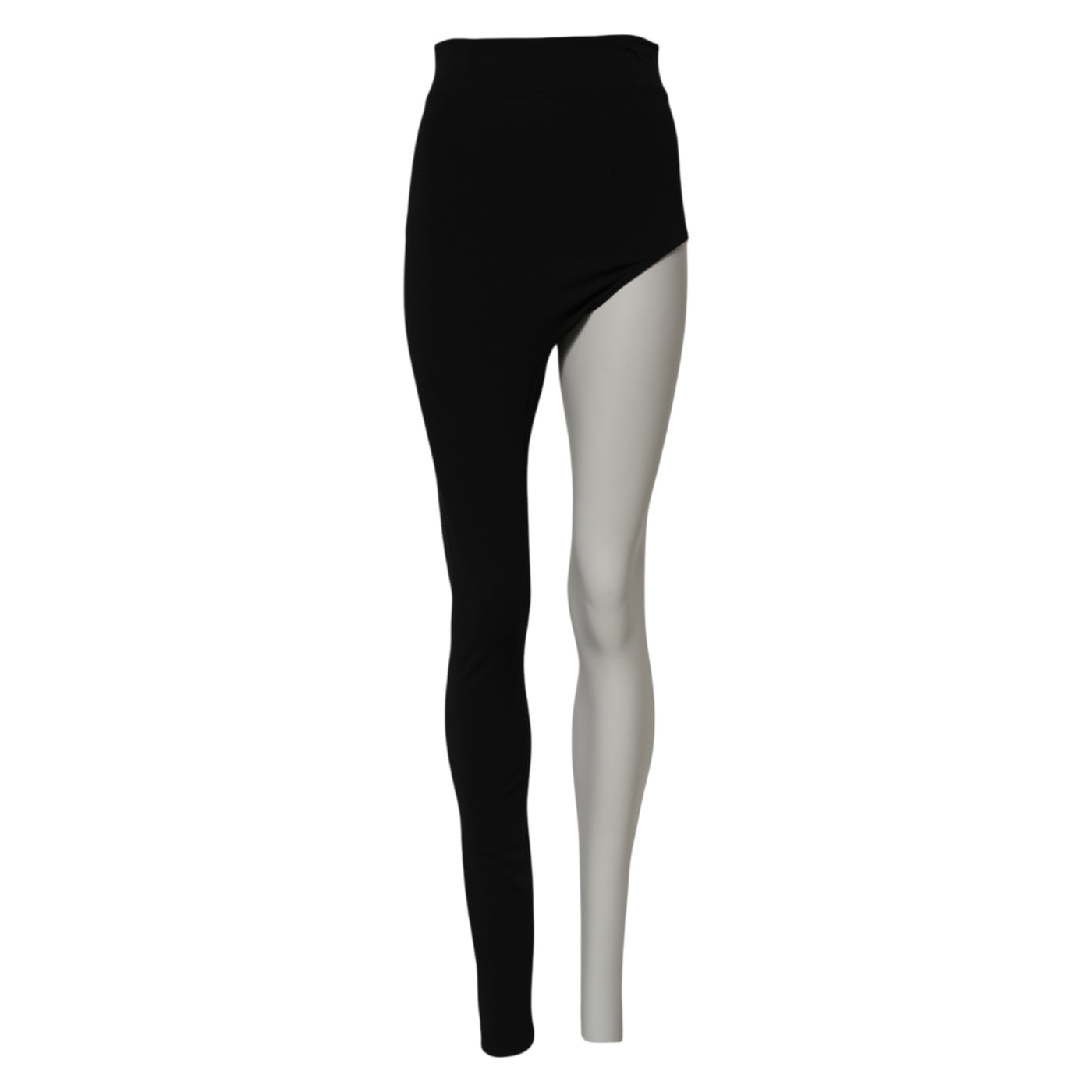 Dolce & Gabbana Schwarze einbeinige Hose aus Wolle mit hoher Taille
