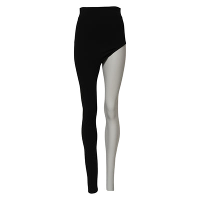 Dolce & Gabbana Schwarze einbeinige Hose aus Wolle mit hoher Taille