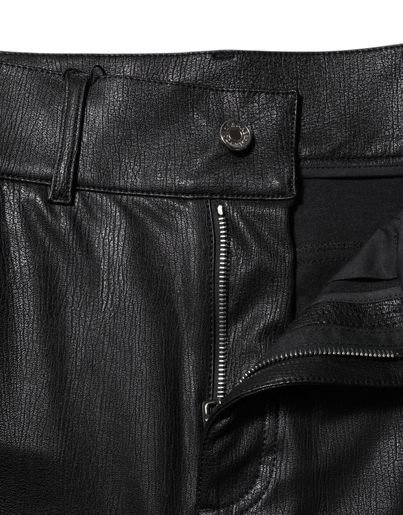 Dolce & Gabbana Schwarze Lederhose mit hoher Taille und schmaler Passform