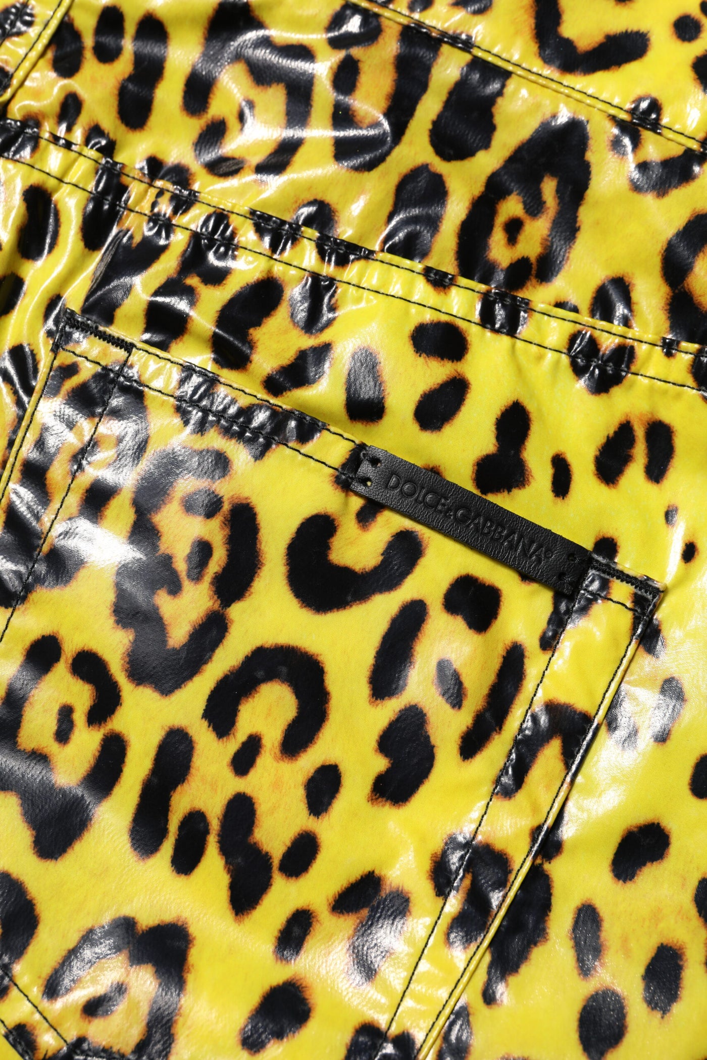 Dolce & Gabbana Gelbe Leopardenhose mit hoher Taille und schmaler Hose