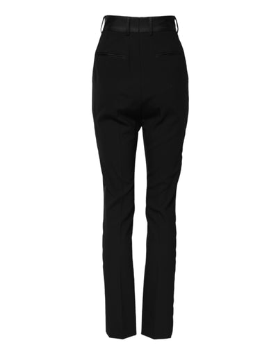 Dolce & Gabbana Schwarze Skinny-Hose mit hoher Taille aus Wolle