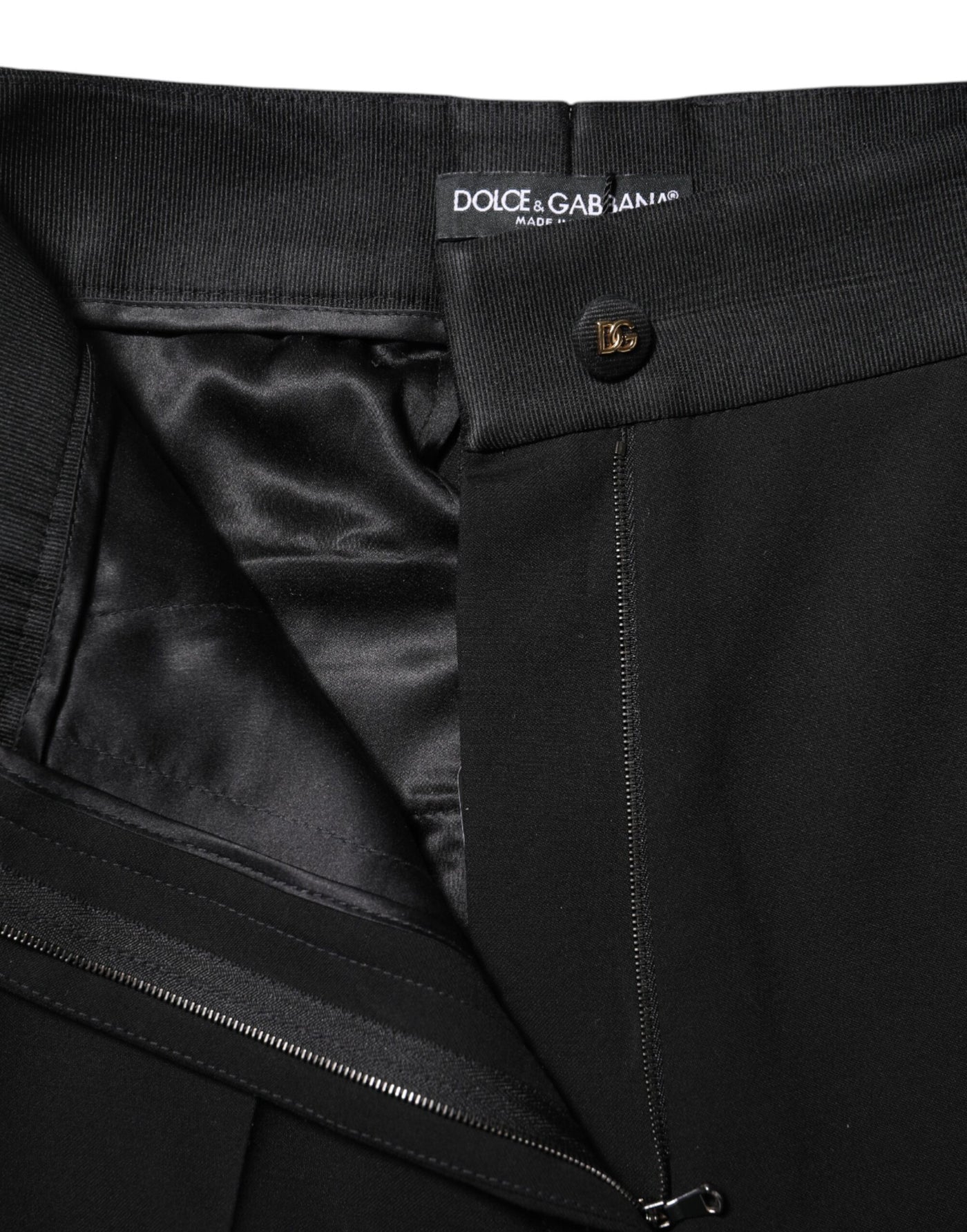 Dolce & Gabbana Schwarze Skinny-Hose mit hoher Taille aus Wolle