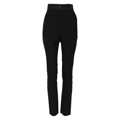 Dolce & Gabbana Schwarze Skinny-Hose mit hoher Taille aus Wolle