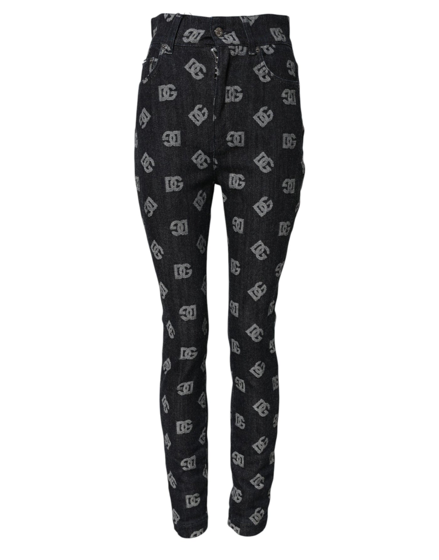 Dolce & Gabbana Schwarze DG Logo High Waist Skinny Denim Jeans