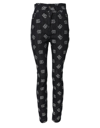 Dolce & Gabbana Schwarze DG Logo High Waist Skinny Denim Jeans