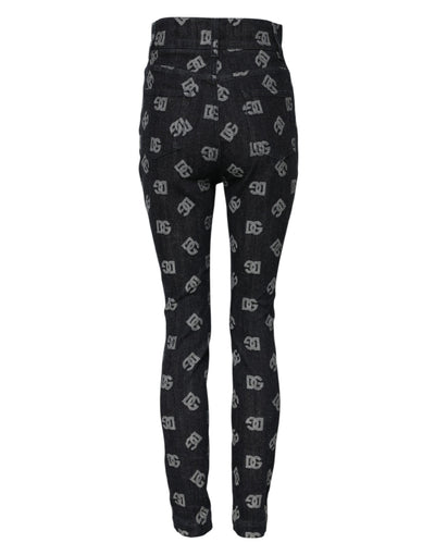 Dolce & Gabbana Schwarze DG Logo High Waist Skinny Denim Jeans
