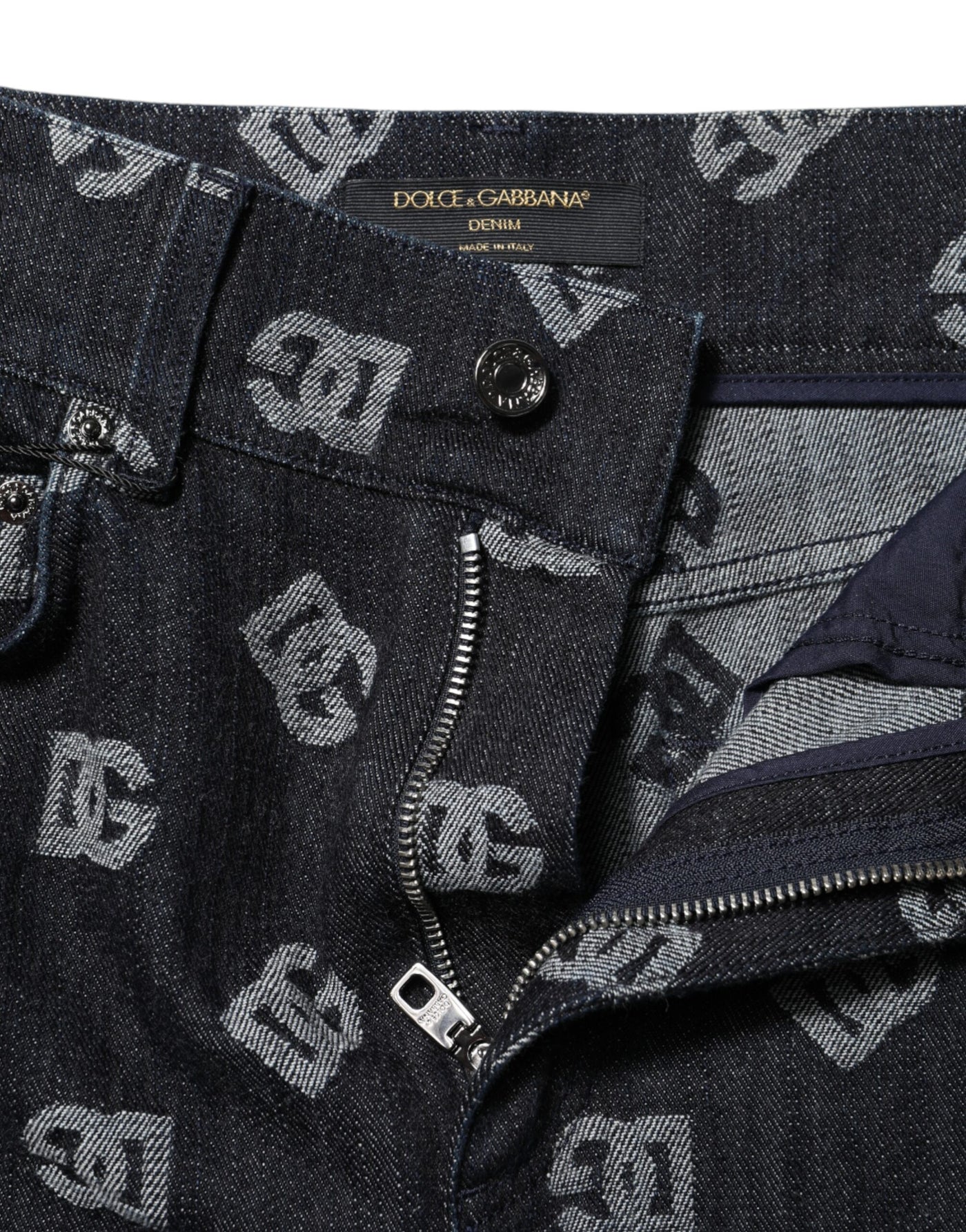 Dolce & Gabbana Schwarze DG Logo High Waist Skinny Denim Jeans
