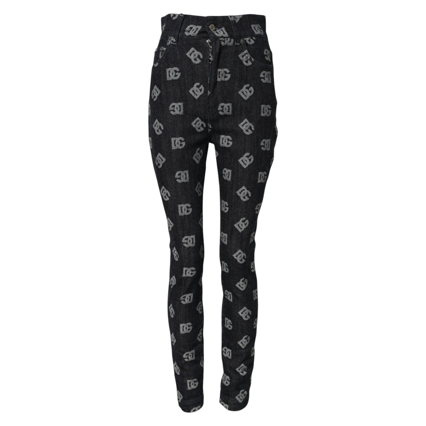 Dolce & Gabbana Schwarze DG Logo High Waist Skinny Denim Jeans