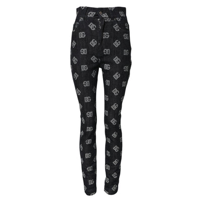 Dolce & Gabbana Schwarze DG Logo High Waist Skinny Denim Jeans