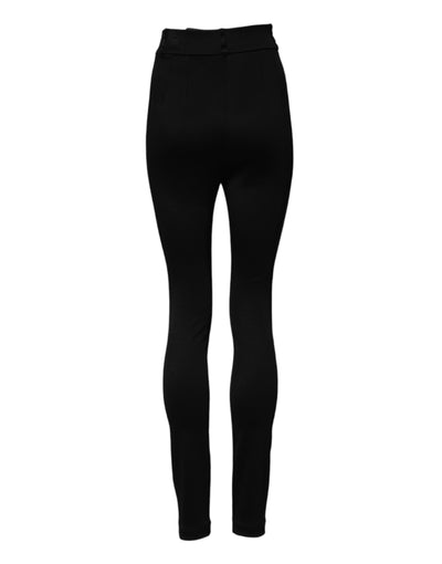 Dolce & Gabbana Schwarze Nylonhose mit hoher Taille Skinny Leggings