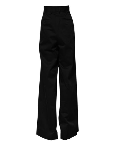 Dolce & Gabbana Schwarze Baumwoll-HighWaist-Hose mit weitem Bein
