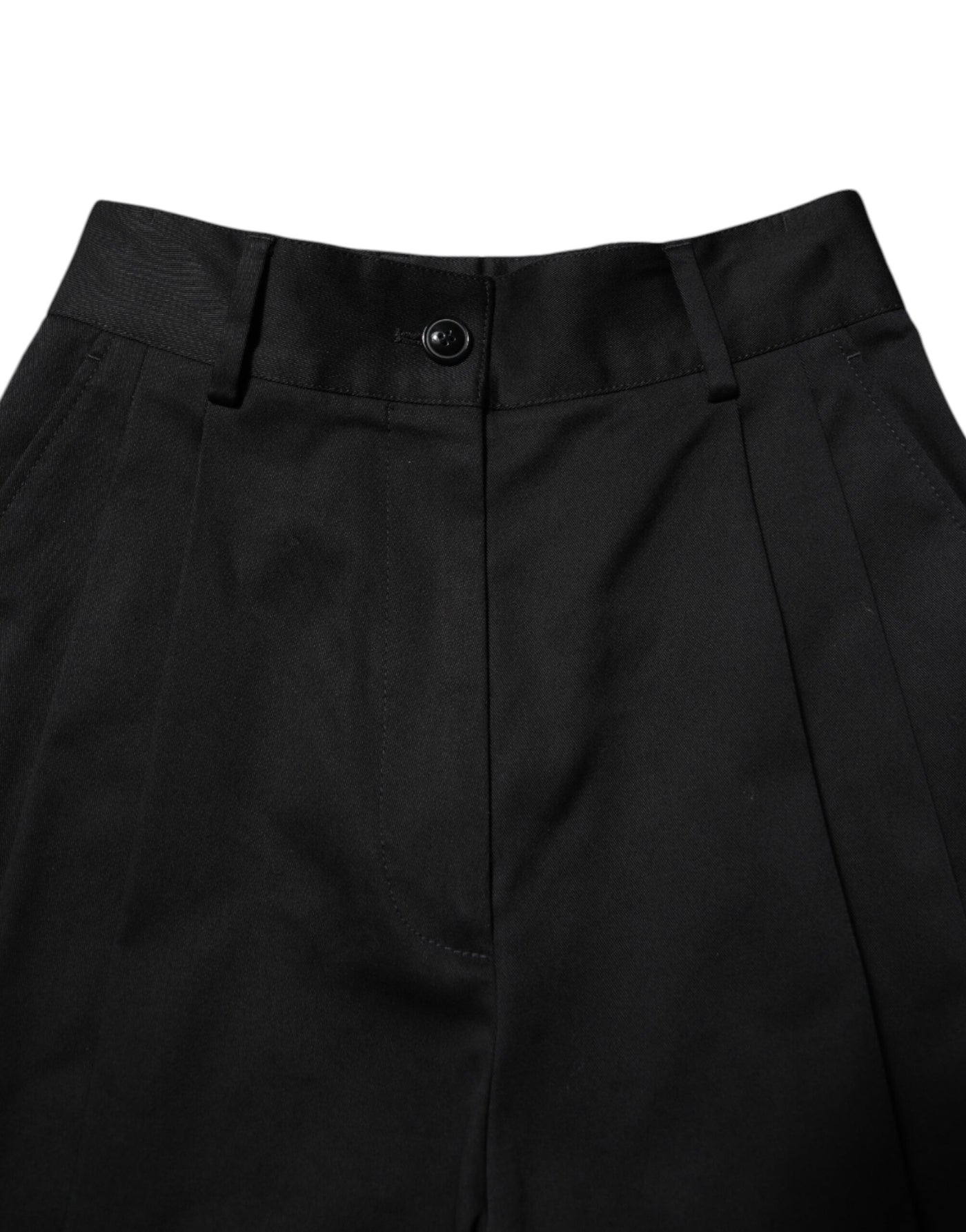 Dolce & Gabbana Schwarze Baumwoll-HighWaist-Hose mit weitem Bein