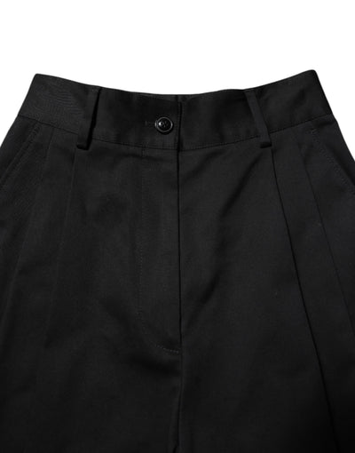Dolce & Gabbana Schwarze Baumwoll-HighWaist-Hose mit weitem Bein