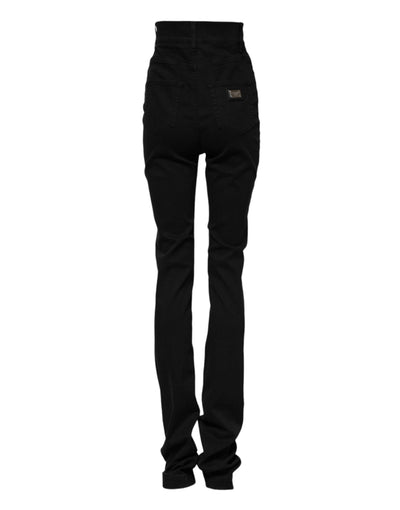 Dolce & Gabbana Schwarze Skinny Denim-Jeans mit hoher Taille aus Baumwolle