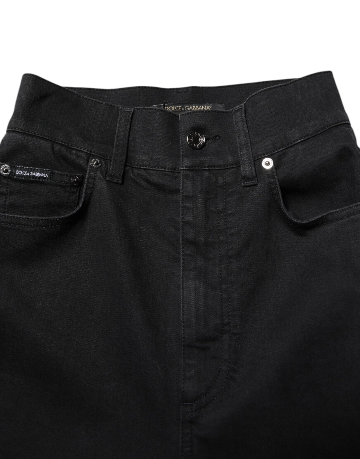 Dolce & Gabbana Schwarze Skinny Denim-Jeans mit hoher Taille aus Baumwolle