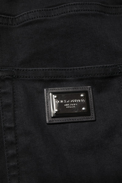 Dolce & Gabbana Schwarze Skinny Denim-Jeans mit hoher Taille aus Baumwolle
