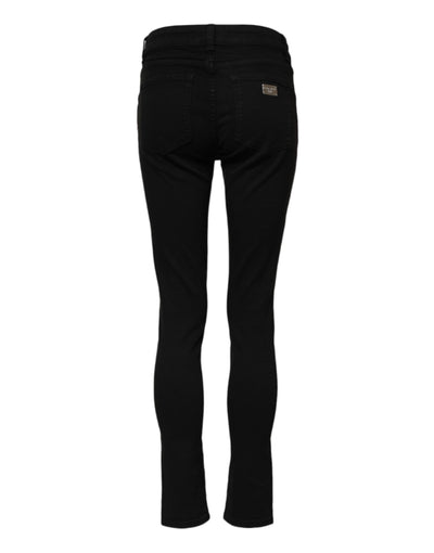 Dolce & Gabbana Schwarze Skinny Denim-Jeans aus Baumwolle mit mittlerer Taille