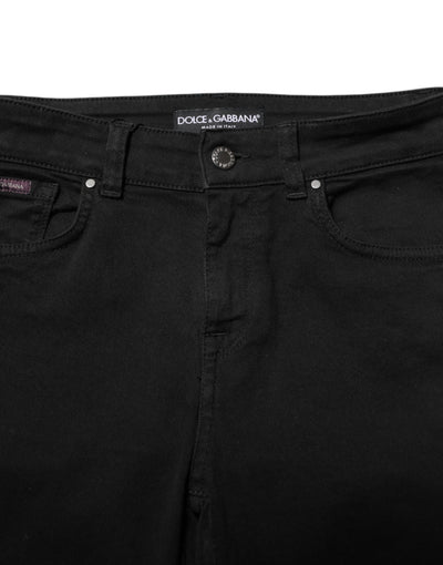 Dolce & Gabbana Schwarze Skinny Denim-Jeans aus Baumwolle mit mittlerer Taille