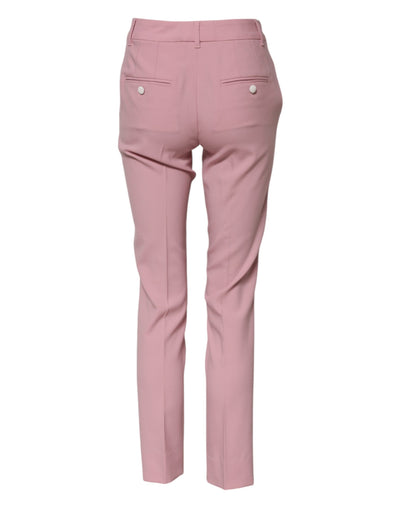 Dolce & Gabbana Rosa Wollhose mit hoher Taille und konisch zulaufender Hose