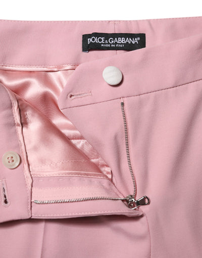 Dolce & Gabbana Rosa Wollhose mit hoher Taille und konisch zulaufender Hose
