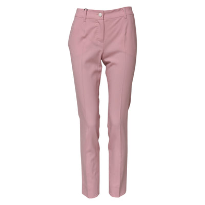 Dolce & Gabbana Rosa Wollhose mit hoher Taille und konisch zulaufender Hose