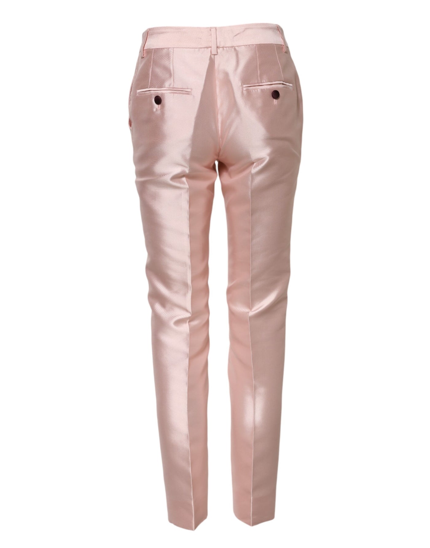 Dolce & Gabbana Rosa Satin-Hose mit hoher Taille und konisch zulaufender Hose