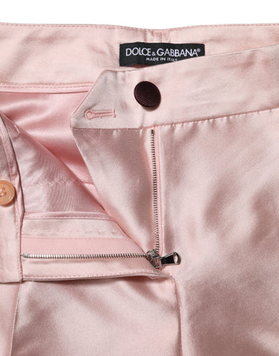 Dolce & Gabbana Rosa Satin-Hose mit hoher Taille und konisch zulaufender Hose