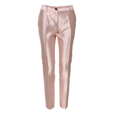 Dolce & Gabbana Rosa Satin-Hose mit hoher Taille und konisch zulaufender Hose