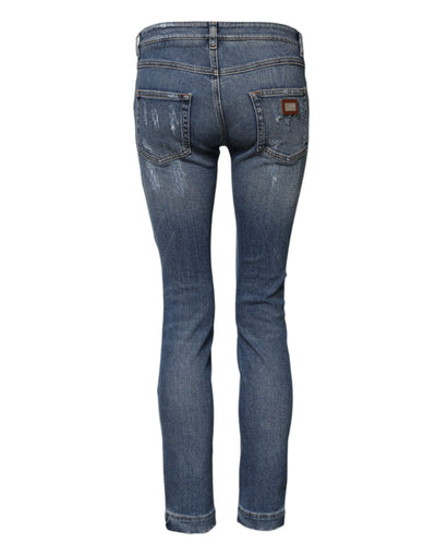 Dolce & Gabbana Blaue PRETTY Zerrissene Skinny Denim Jeans