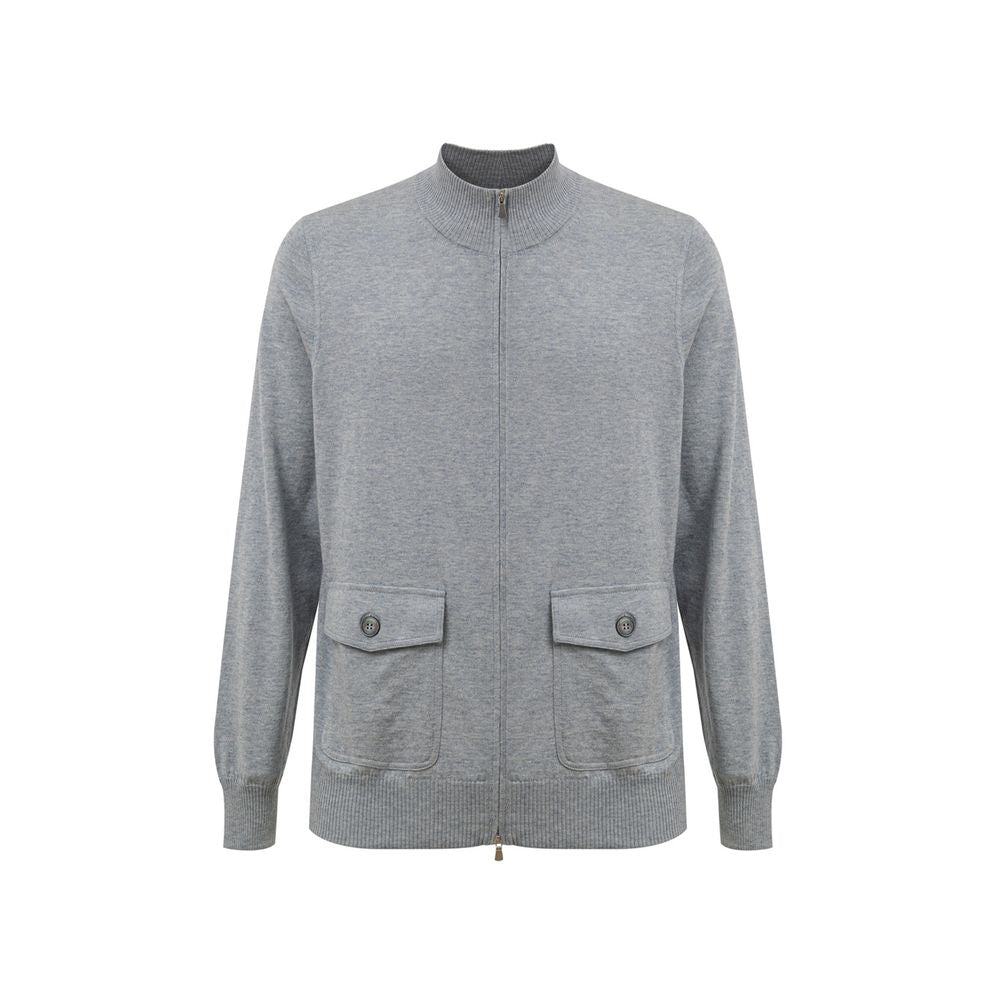 Gran Sasso Graue Baumwoll-Strickjacke
