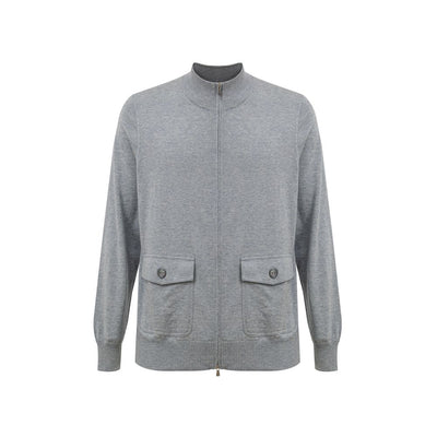 Gran Sasso Graue Baumwoll-Strickjacke