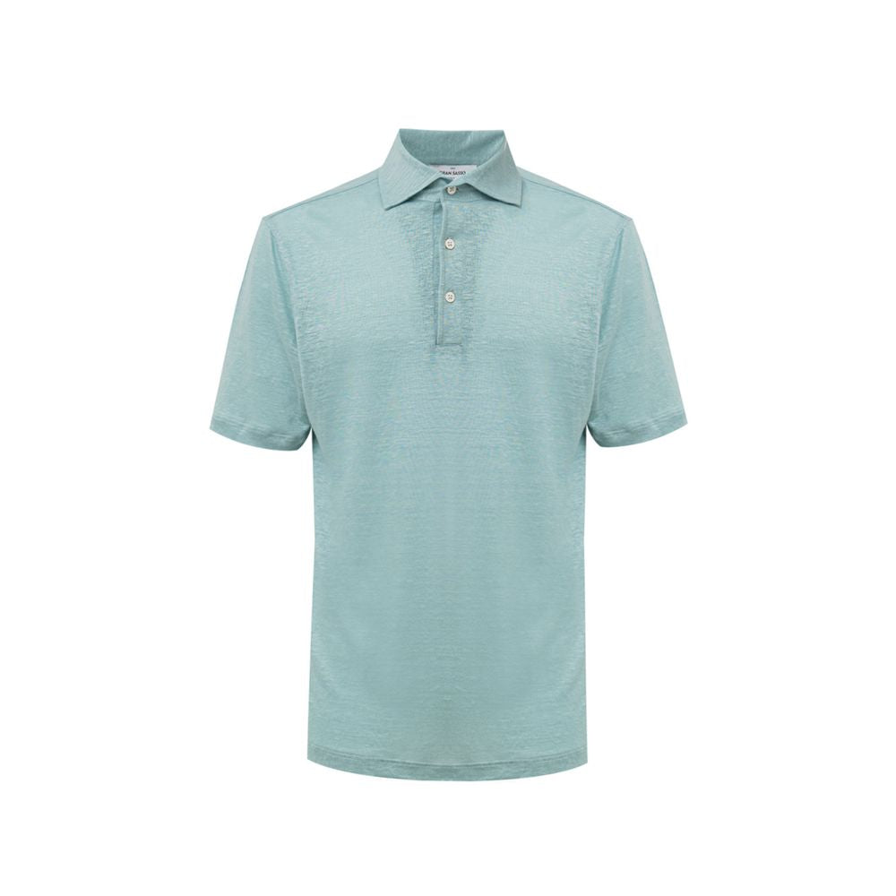 Gran Sasso Polohemd aus blauem Leinen