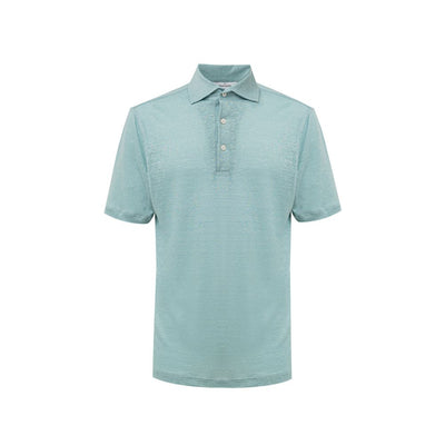 Gran Sasso Polohemd aus blauem Leinen