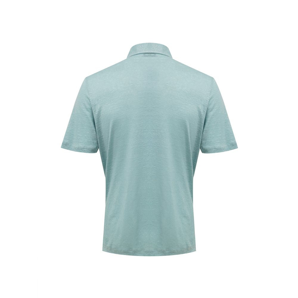 Gran Sasso Polohemd aus blauem Leinen