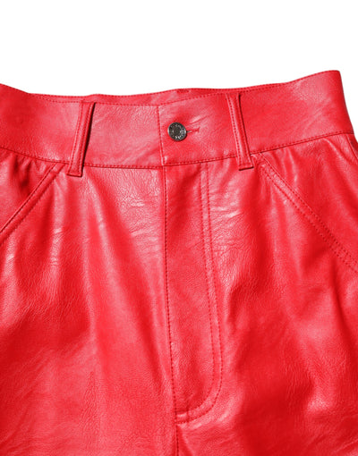 Dolce & Gabbana Rote Viskose-Hose mit hoher Taille und konisch zulaufender Hose