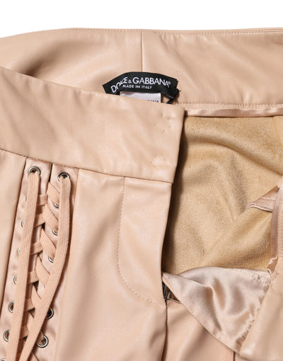 Dolce & Gabbana Beige Spitze Details Mittlere Taille Skinny Hose