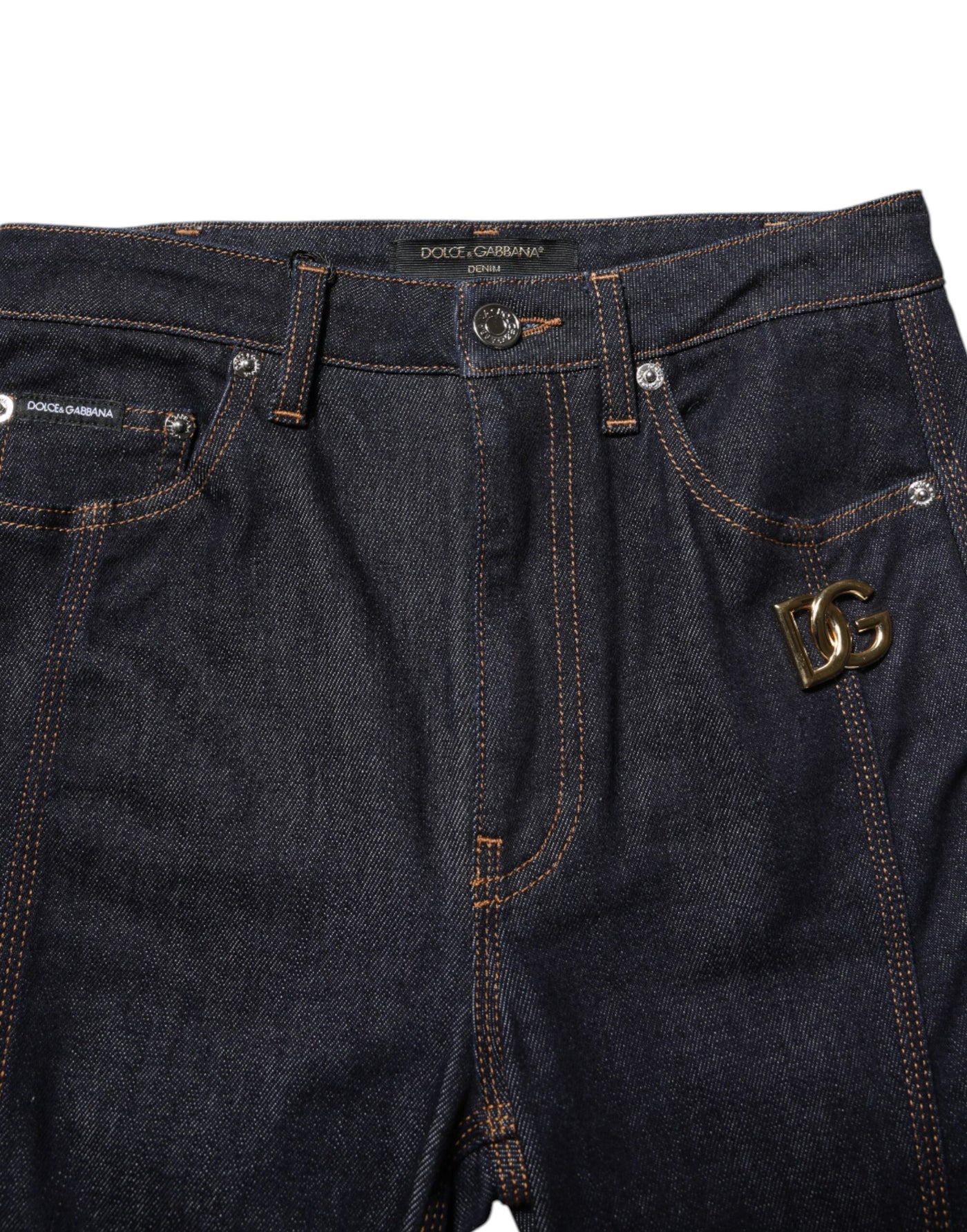 Dolce & Gabbana Schwarze Bootcut-Denim-Jeans aus Baumwolle mit mittlerer Taille