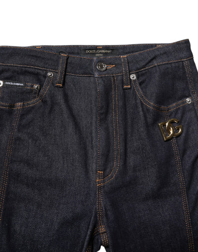 Dolce & Gabbana Schwarze Bootcut-Denim-Jeans aus Baumwolle mit mittlerer Taille